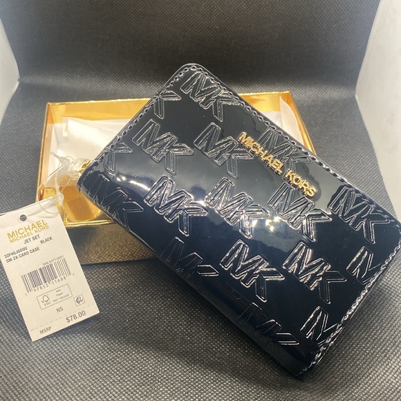 🖤MICHAEL KORS🖤Black Noir Jet Set Small Zip Around Card Case In Gift Box/NWT - Picture 7 of 9